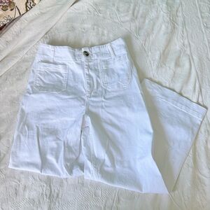 Anthropologie Pilcro Skipper White Wide Leg Denim Jean Coquette Girl Preppy Boho
